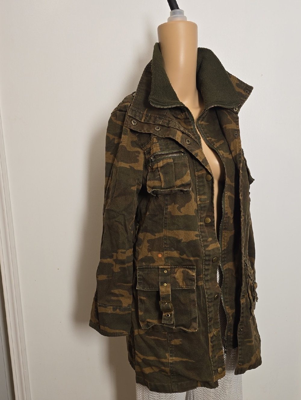 Vintage Camo Military Jacket Heavy Denim - L - Picture 2 of 11